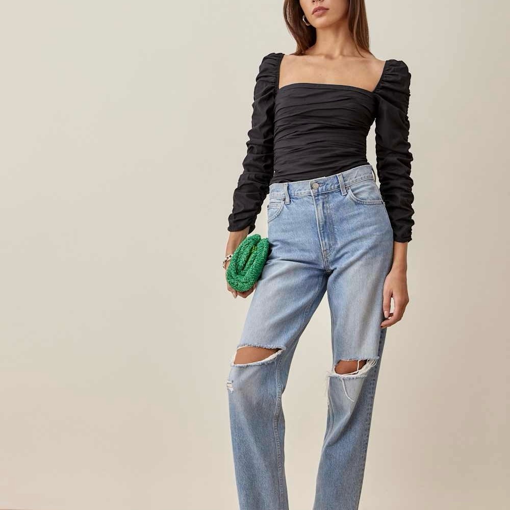 Reformation Black Ruched Blouse - Picture 4 of 10
